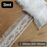 3 meters white Nylon Chantilly Lace 35mm #DEN250620J - ACCESSOIRES LEDUC BV